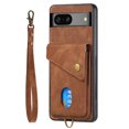thumbnail image 5 of Nalacover for Google Pixel 8, Slim Case Wallet with Credit Card Holder, Back Flip Premium Leather Magnetic Clasp Kickstand Wirst Hand Strap Shockproof Cover for Google Pixel 8, Brown, 5 of 7