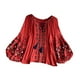 thumbnail image 2 of Blusa bordada para mujer, camisa informal de manga larga a la moda para verano y calle. naranja rojo, 2 of 9