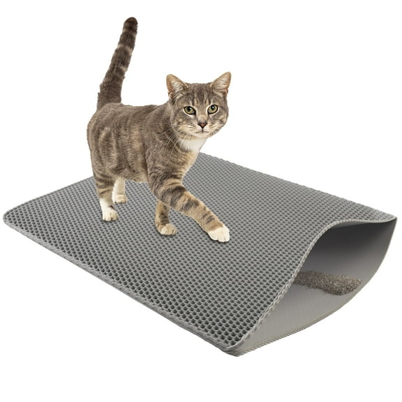 PETMAKER 30x24-Inch Double-Layer Waterproof Cat Litter Mat (Gray)
