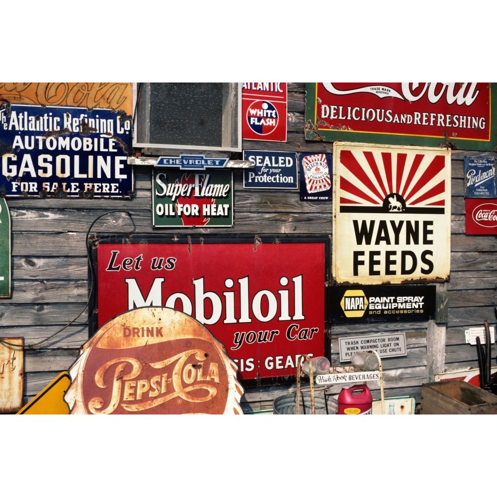 Antique Store Featuring Old Brand Name Advertising Signs Poster Print