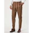 thumbnail image 2 of Pantalones de vestirrayas casuales pahombre Pantalones ajustados de color en contraste con frente plano y corte ajustado marrón XXL, 2 of 6