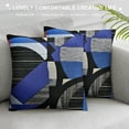 thumbnail image 3 of ONETECH Royal Blue Black Grey Throw Pillow Cover Geometry Swirls Spiral Pillow Covers Abstract Stripes Cushion Covers Geometric Plaid Modern Graphic Decorative Square Pillow Cases, 3 of 5