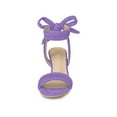 thumbnail image 6 of BLISSFUL STEP Women Open Toe Ankle Bow Tie Mid Heels Sandals Purple 6.5, 6 of 7