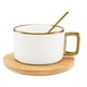 thumbnail image 4 of Paquete con 24 piezas de Taza de cerámica base de bambú y cuchara blanco 9.2 x 6.3, 4 of 7