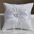 thumbnail image 2 of kjfeif Wedding Ring Pillow, 3.9 Inch White Wedding Ring Pillow with Ribbon, Rhinestones Hollow Double Heart Shaped Bridal Ring Pillow Ring Cushion for Wedding Party Decoration Supplies, 2 of 4