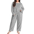 thumbnail image 2 of Mifsaly Womens Plus Size Pajama Sets Lounge 2 Piece Fleece Winter Pjs Outfits Oversized Homewear Long Sleeve Crewneck Warm Sleepwear Cozy Soft Loose Nightwear Casual Loose Pants Fashion Loungewear, 2 of 4