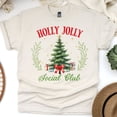 thumbnail image 1 of Holly Jolly Social Club T-Shirt | Christmas Tree Graphic Tee, Natural, Size M, 1 of 6