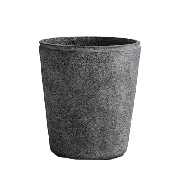 Macetas de cemento redondas inclinadas rectas, boca ancha, suelo for sala de estar, interior, macetas de flores de gran diámetro, cemento gris