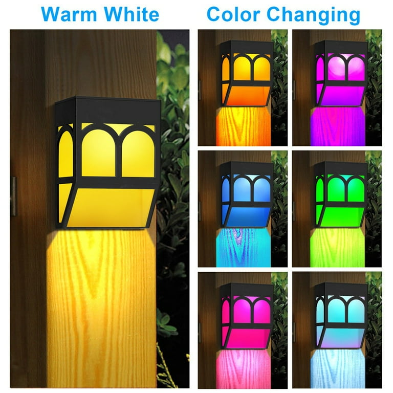 Solar deck lights led outdoor garden 2024 decorative wall mount fence post lighting