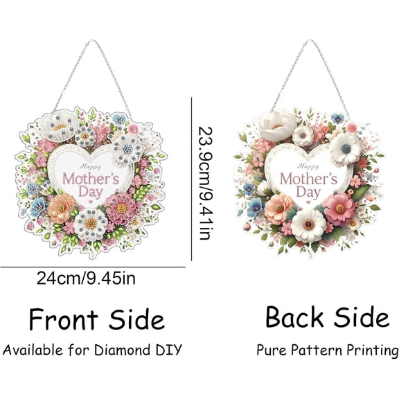HuiXinOu Diamond Painting Decor for Mother's Day Gift, Rhinestone Crystal Art Home Wall Hanging Ornament with "Best Mom" Quote, DIY Craft