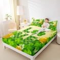 thumbnail image 4 of jejeloiu St.Patrick Day Twin Sheet Sets,Lucky Clover Leaf Twin Fitted Sheet,Green Gold Flat Sheet For Girls Kids,Super Cozy Room Decor,3-Piece, 4 of 7