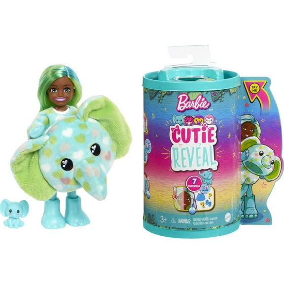 Barbie Cutie Reveal Chelsea Small Doll with Elephant Plush Costume, Mini Pet & Accessories