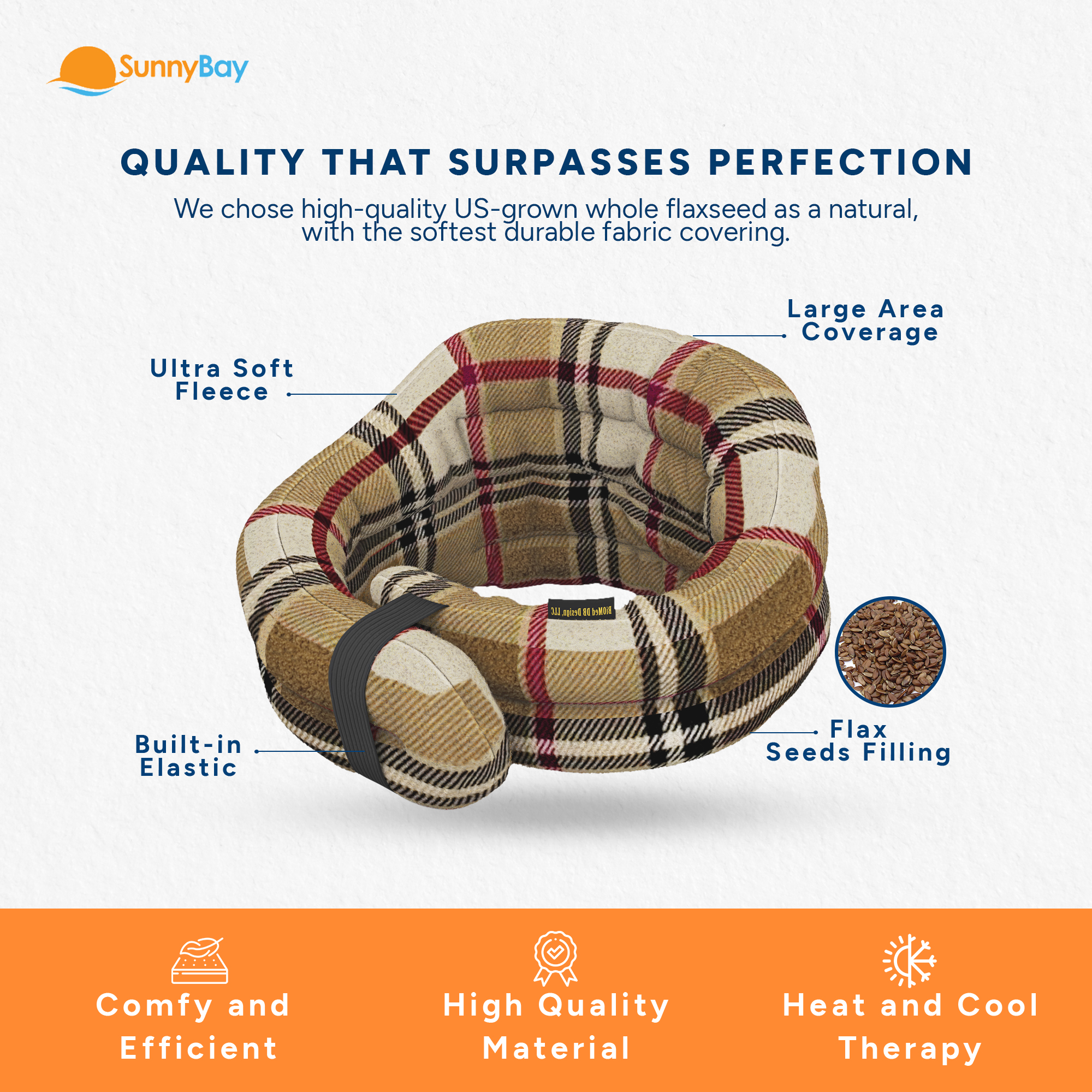 SunnyBay Microwave Heating Pad, Microwavable Heated Neck and Shoulder Wrap, Hands-Free Weighted Moist Hot or Cool Pack, Soft Fleece Cover and Flaxseed Filling, 27x7 (London)