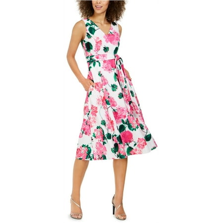 Calvin Klein Womens Floral Midi Dress, Multicoloured, 10