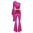 thumbnail image 3 of vastwit Womens 70s Disco Dance Leotard Flared Bell Bottoms Jumpsuit Funky Dancewear Hot Pink XXL, 3 of 6