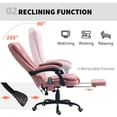 thumbnail image 4 of Pink Reclining Massage Office Chair with Footrest - Adjustable Height & 7-Point Vibration for Home or Office Comfort - Velvet-Feel Fabric, 4 of 7