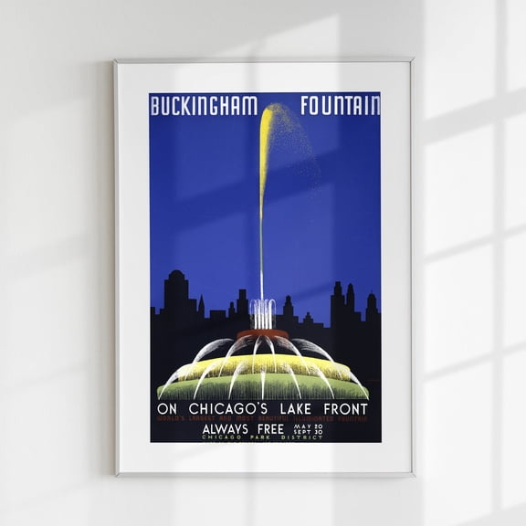 Chicago Travel Poster, American Wall Art, Vintage Chicago Poster , Poster Print Only