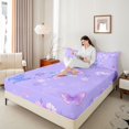 thumbnail image 3 of Manfei Floral Butterfly King Sheets 4pcs,Romantic Flowers Bedding,1 Flat Sheet,1 Fitted Sheet and 2 Pillowcases, 3 of 6