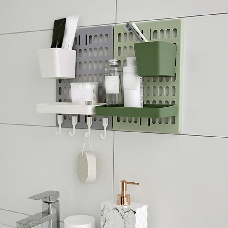 Wall Mounted Hole Board Wall Shelf Storage Rack for Kitchen Home Accessories Storage Rack Storage Shelves for Living Room Bedroom Bathroom Shelf