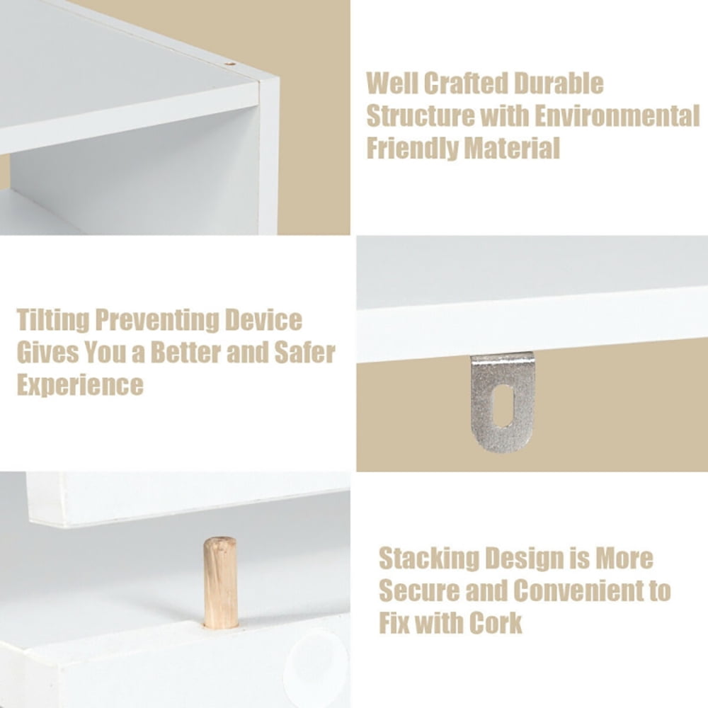 Barara King Shoe Rack, Shoe Organizer, Storage Shoe Shelf, 3 Pieces 31-Inch Stackable Multi-Shape Shoe Rack-White