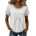 thumbnail image 7 of WHEANG 2026 Trendy Summer Tops for Women Short Sleeve Collarless Button Down Shirt Breathable Linen Crop Blouse for Women Lightweight Casual Beach Vacation Outfit Tops(Color White Size 2XL), 7 of 7