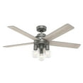thumbnail image 3 of Hunter - Hardwick Indoor Ceiling Fan With Light, Remote, 52-inch, Matte Silver, Casual-style, 4-speed WhisperWind Motor, 51842, for Living Rooms, Bedrooms, 3 of 15