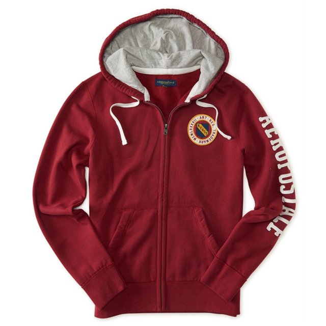 Aeropostale Trademark Patch Sudadera con capucha para hombre, rojo, mediano Aeropostale Sudadera