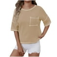 thumbnail image 1 of tarylea Hauts d'Été pour Femmes Manches Courtes T-Shirts Col Rond Blouses Unies T-Shirts Amples Ajustés, 1 of 4