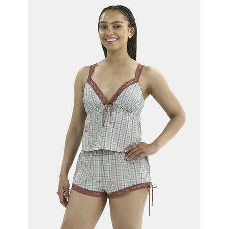 No Boundaries Lace Cami and Shorts Sleepwear Set, 2-Piece, Women’s
