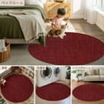 thumbnail image 6 of Dark Red 7ft Round Rug, Farmhouse Burlap Solid Red Color Modern Linen Texture Non-Skid Rubber Backing Large Area Rugs - Living Room Bedroom Home Office, Indoor Floor Mat Carpets Washable Rug, 6 of 9