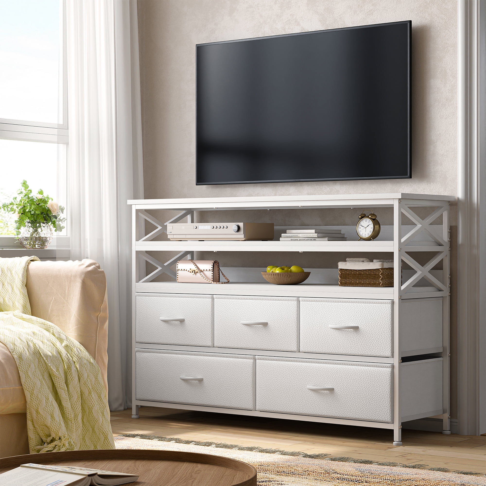 White dresser cheap tv stand
