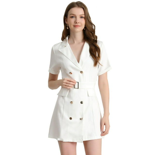 INSPIRE CHIC Robe Ceinturée à Col Rabattu à Double Boutonnage Unie pour Femme