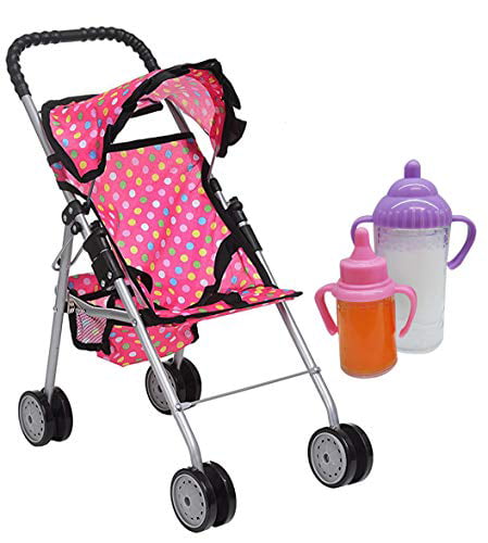 Baby Dolls Pink Buggy Stroller Jogger Dolls Pram Pushchair Girls Toy 