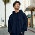 thumbnail image 4 of Dalix Astronaut Embroidery Relaxed Hoodie Soft Fleece Sweatshirt Drawcord Fit Lounge Mens in Navy Blue L Large, 4 of 5