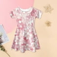 thumbnail image 2 of Mercatoo Toddler Girl's Summer Casual Sundress Short Sleeve Crew Neck Fresh Petal Print Dress Girls Beach Prom Dress, 2 of 4