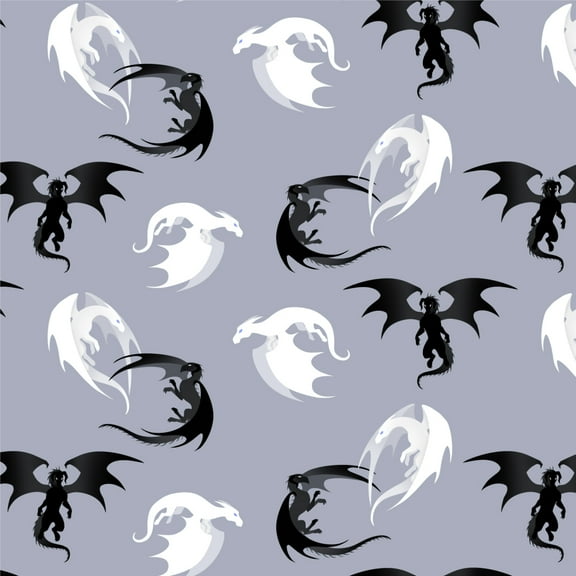 Black and White Dragons Pattern Premium Roll Gift Wrap Wrapping Paper