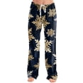 thumbnail image 5 of Christmas Pajama Pants for Women Snowflake Graphic Comfy Pajama Pants Soft Drawstring Casual Lounge Sleep Pants Loose Fit Pj Bottoms Navy,L, 5 of 6