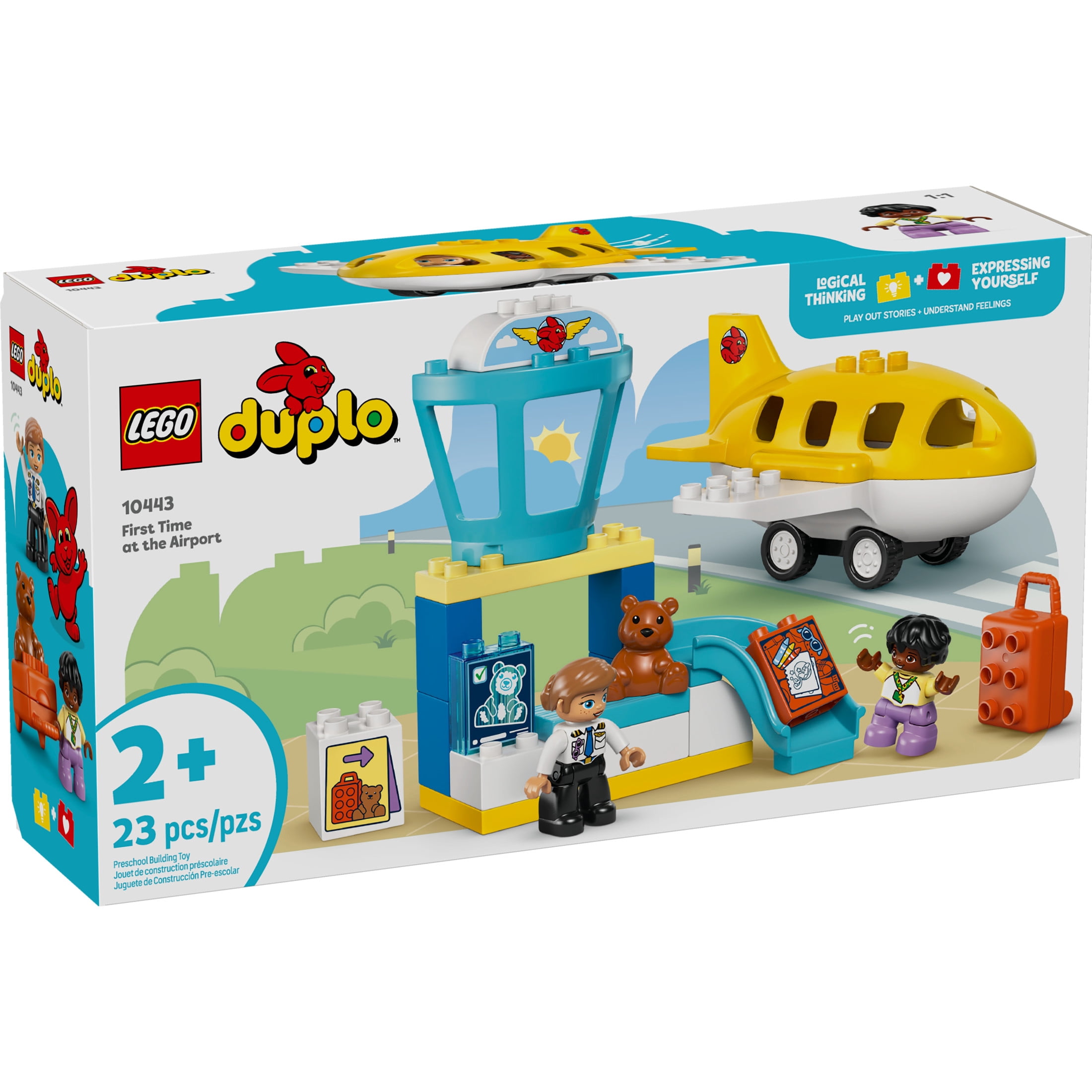 LEGO DUPLO Town First Time at the Airport Building Toy - Learning Play Set for Boys & Girls Ages 1.5+ - Little Ones Use Building Blocks to Explore Emotions - Toddler Gift Idea for Birthdays - 10443