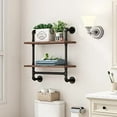 thumbnail image 4 of Industrial Pipe Bathroom Shelves Rustic Wood Shelves with Towel Bar 24" Farmhouse Wall Shelf for Wall Pipe Shelving, 4 of 9
