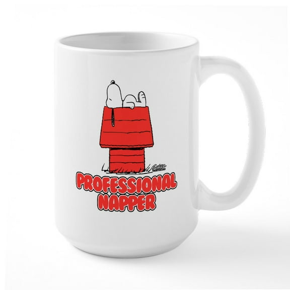 CafePress - Snoopy Black And White - 15 oz Ceramic Large White Novelty Mug