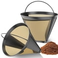 thumbnail image 1 of Replacement Coffee Filter for Cuisinart Makers, Universal Fits Various Machines, Easy to Clean Gold-Tone Permanent Filter, Better Filtering Effect, Reusable Cone Coffee Filters, 1 of 5