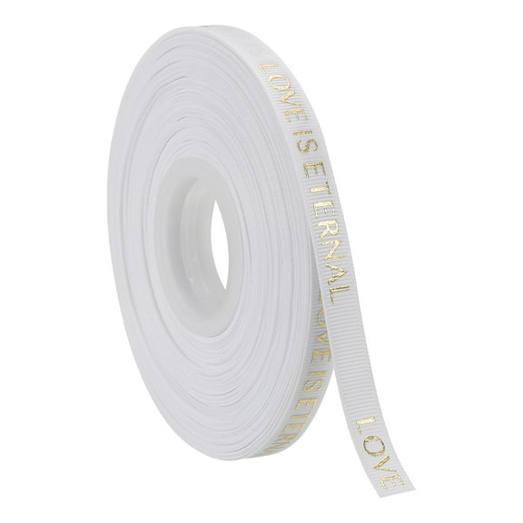 3/8 Inch 50 Yard Valentine Printed Ribbon Wedding Favor Grosgrain Satin Ribbons White for Gift Wrapping Bouquet