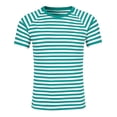 thumbnail image 4 of Mens T-shirts Short Sleeve Striped Print Casual T Shirt Crewneck Carnival Festival Daily Wear Graphic Tees Mint Green XXXL, 4 of 4