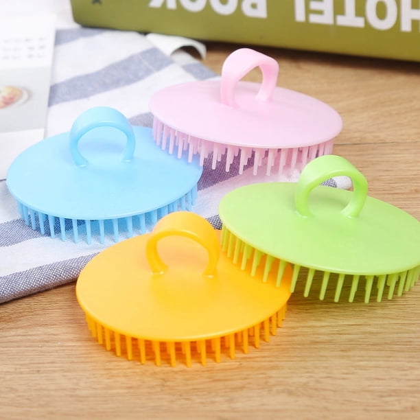 Cepillo de champú para masaje del cuero cabelludo, 4 cepillos de ducha para el cuero cabelludo, exfoliante suave para la caspa, exfoliante del cuero cabelludo para adultos, niños y mascotas