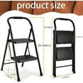 thumbnail image 2 of Step Stool for Adults,2 Step Ladder Folding 330lbs Anti Slip Step Stool,Foldable Ergonomic 2 Steel Stool with Wide Pedal for Home, Kitchen, Office (Black), 2 of 13