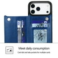 thumbnail image 5 of For iPhone 17 Pro Wallet Case with Card Holder, PU Faux Leather Kickstand Card Slots Case, Double Magnetic Clasp and Durable Shockproof Cover, 5 of 11