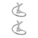 thumbnail image 3 of sweethay Anillo abierto con letras mayúsculas, anillos ajustables chapados en diamantes de imitación para interiores y exteriores, compras de oficina, Y 2piezas sweethay CBP132396, 3 of 5