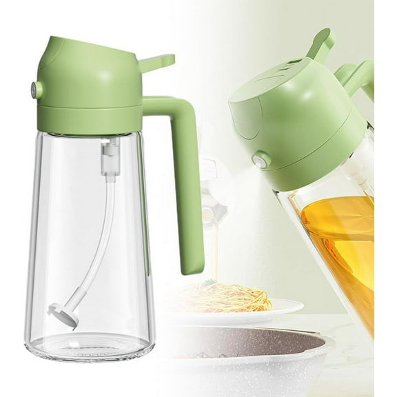 2 in 1 Glass Oil Sprayer and Dispenser, Oil Sprayer for Cooking 470ml Oil Dispenser for Kitchen Glass Oil Bottle, Food-grade Oil Mister Spray Bottle for Cooking, Kitchen, Salad, Barbecue