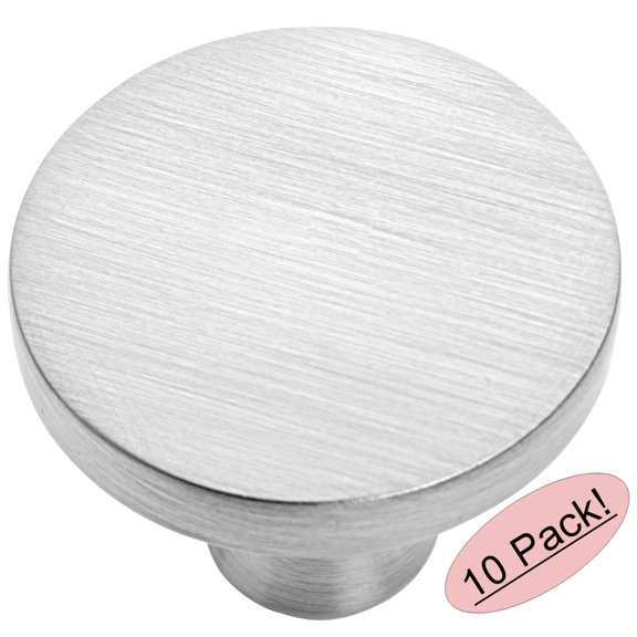 10 Pack - Cosmas 8104SN Satin Nickel Round Solid Cabinet Hardware Knob - 1-1/4" Diameter