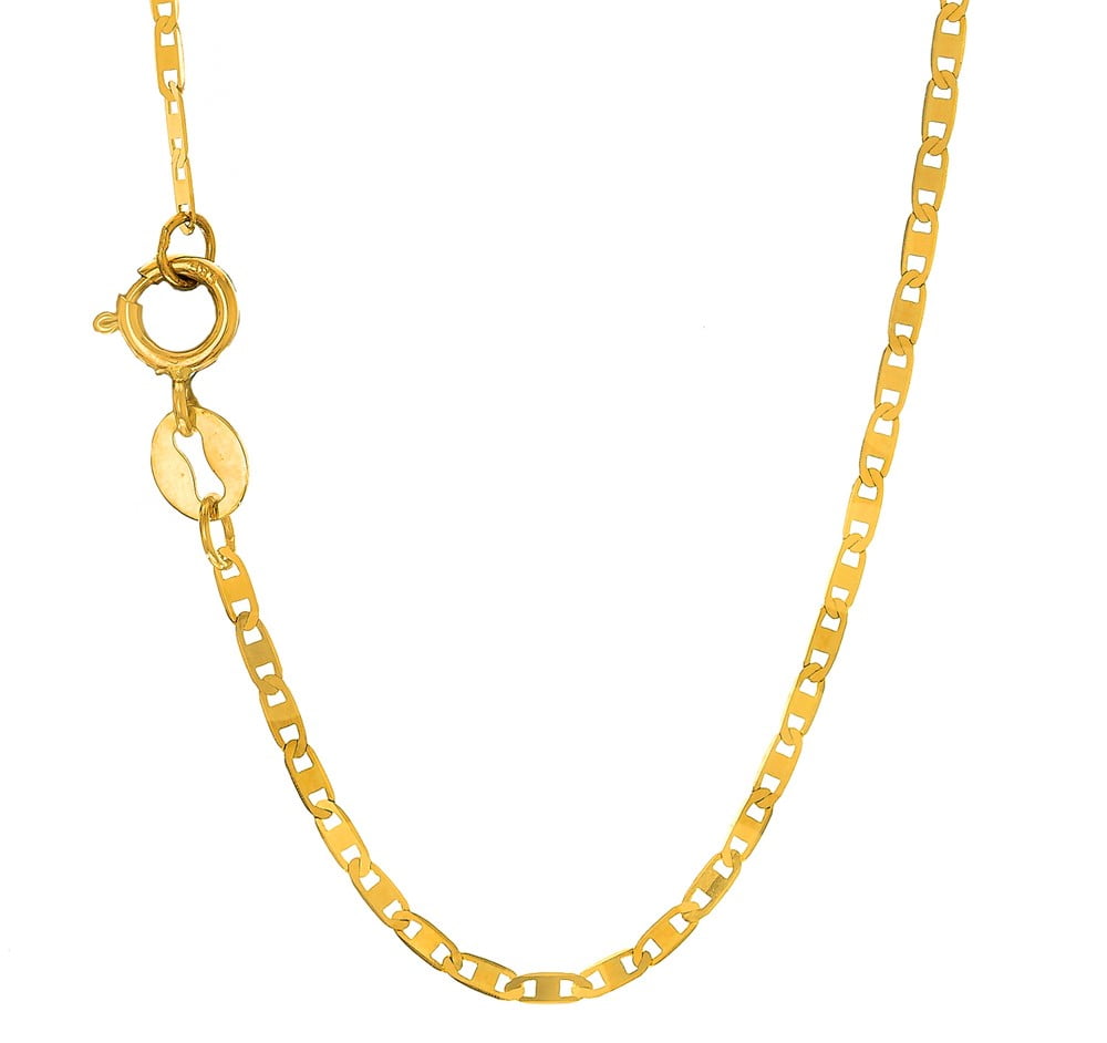 10k Solid Yellow Gold 1.2 mm Mariner Link Chain Bracelet, 7'